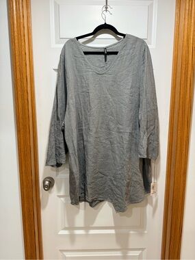 Light Gray Women's Tunic Top - Relaxed V-Neck